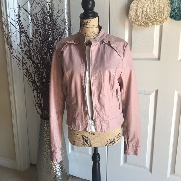 Jackets & Blazers - Blush Pink Vegan Leather Jacket